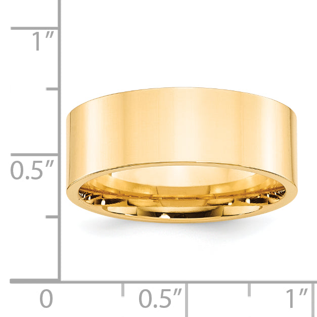 14k Yellow Gold 8mm Standard Weight Flat Comfort Fit Wedding Band Size 4