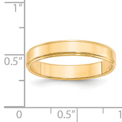 14k Yellow Gold 4mm Flat with Step Edge Wedding Band Size 4