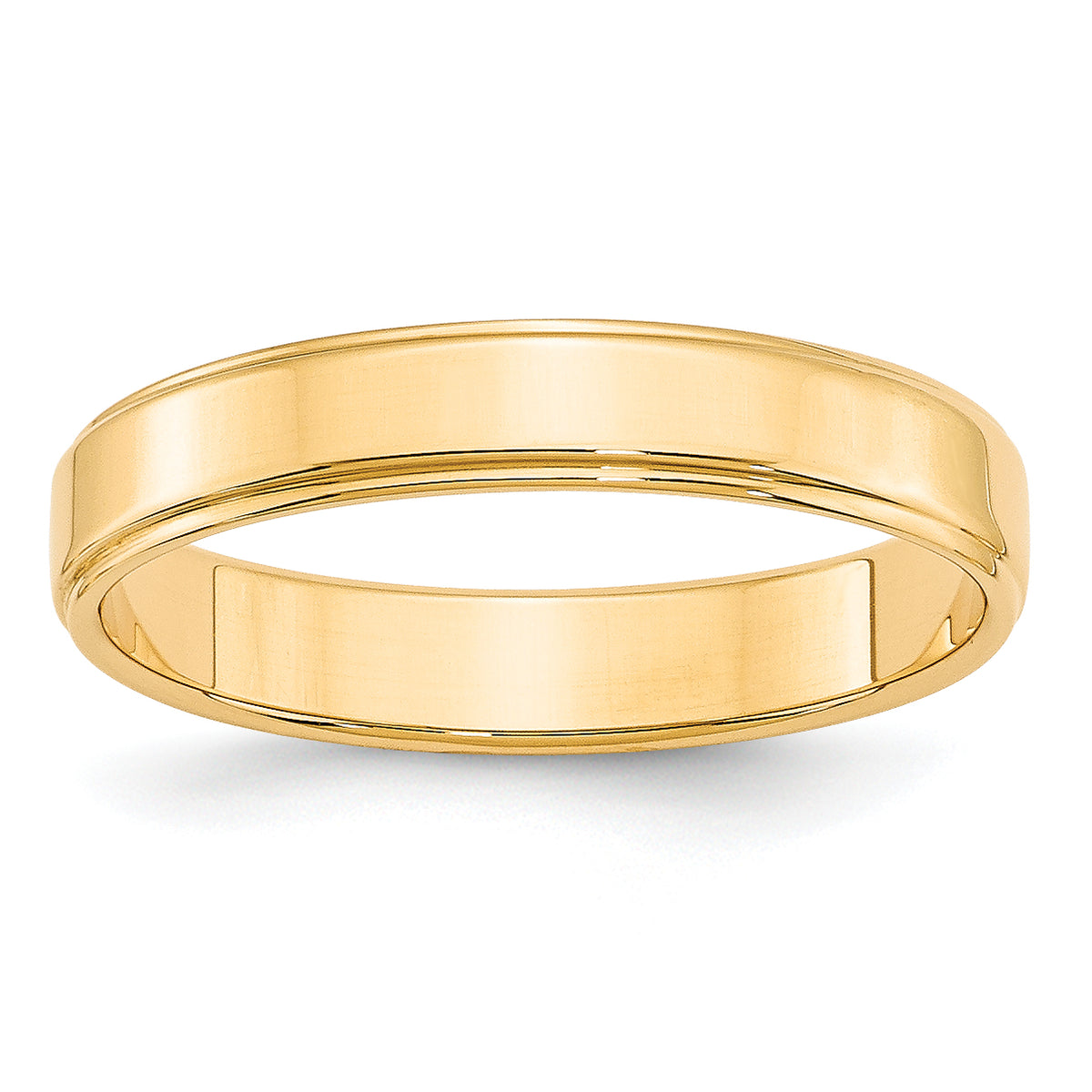 14k Yellow Gold 4mm Flat with Step Edge Wedding Band Size 14