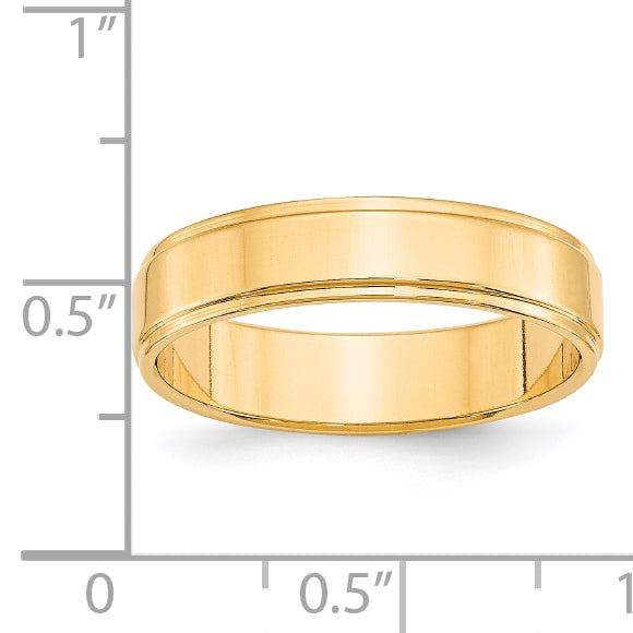 14k Yellow Gold 5mm Flat with Step Edge Wedding Band Size 4