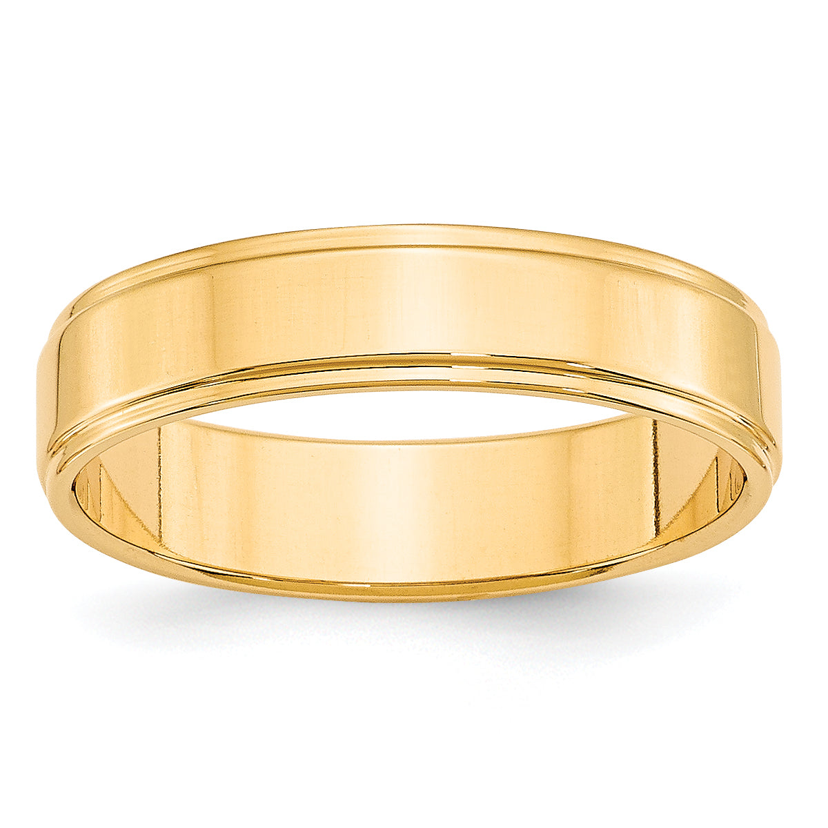 14k Yellow Gold 5mm Flat with Step Edge Wedding Band Size 14