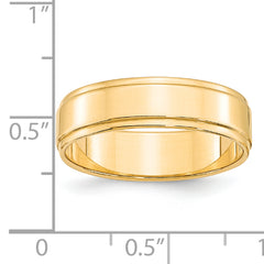 14k Yellow Gold 6mm Flat with Step Edge Wedding Band Size 4