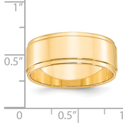 14k Yellow Gold 8mm Flat with Step Edge Wedding Band Size 4