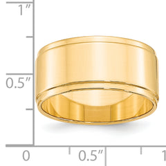 14k Yellow Gold 10mm Flat with Step Edge Wedding Band Size 4