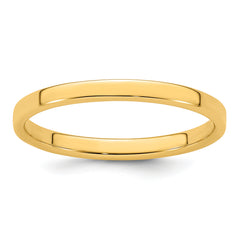 14k Yellow Gold 2mm Lightweight Flat Wedding Band Size 14