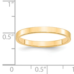 14k Yellow Gold 2.5mm Lightweight Flat Wedding Band Size 4