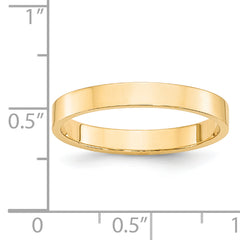 14k Yellow Gold 3mm Lightweight Flat Wedding Band Size 4