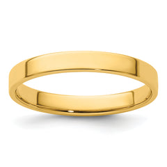 14k Yellow Gold 3mm Lightweight Flat Wedding Band Size 14