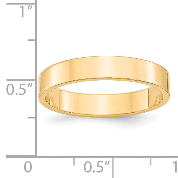 14k Yellow Gold 4mm Lightweight Flat Wedding Band Size 4