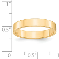 14k Yellow Gold 4mm Lightweight Flat Wedding Band Size 4