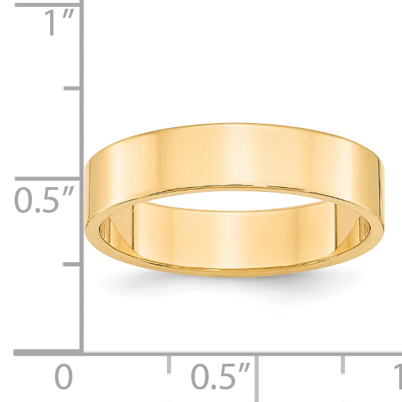 14k Yellow Gold 5mm Lightweight Flat Wedding Band Size 4