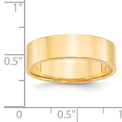 14k Yellow Gold 6mm Lightweight Flat Wedding Band Size 4