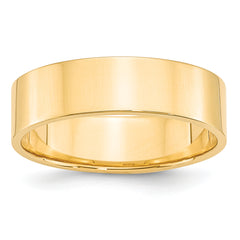 14k Yellow Gold 6mm Lightweight Flat Wedding Band Size 14