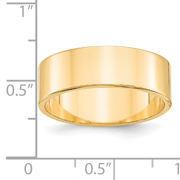 14k Yellow Gold 7mm Lightweight Flat Wedding Band Size 4