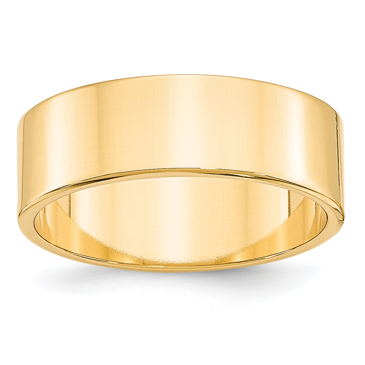 14k Yellow Gold 7mm Lightweight Flat Wedding Band Size 14