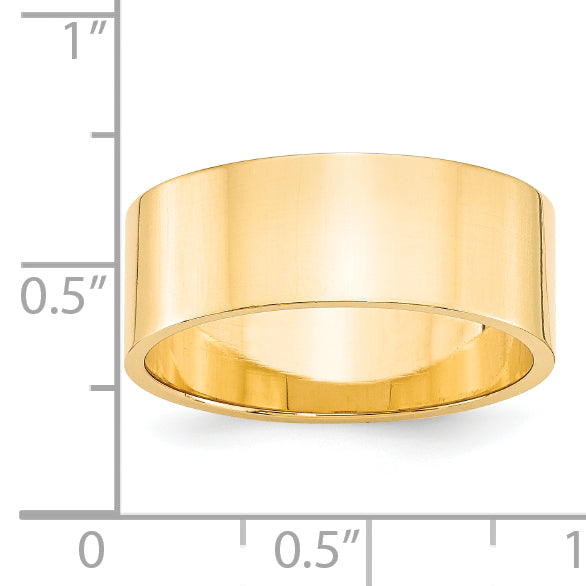 14k Yellow Gold 8mm Lightweight Flat Wedding Band Size 4