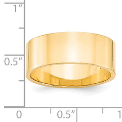 14k Yellow Gold 8mm Lightweight Flat Wedding Band Size 4