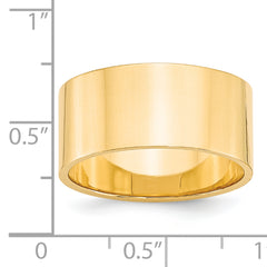 14k Yellow Gold 10mm Lightweight Flat Wedding Band Size 4