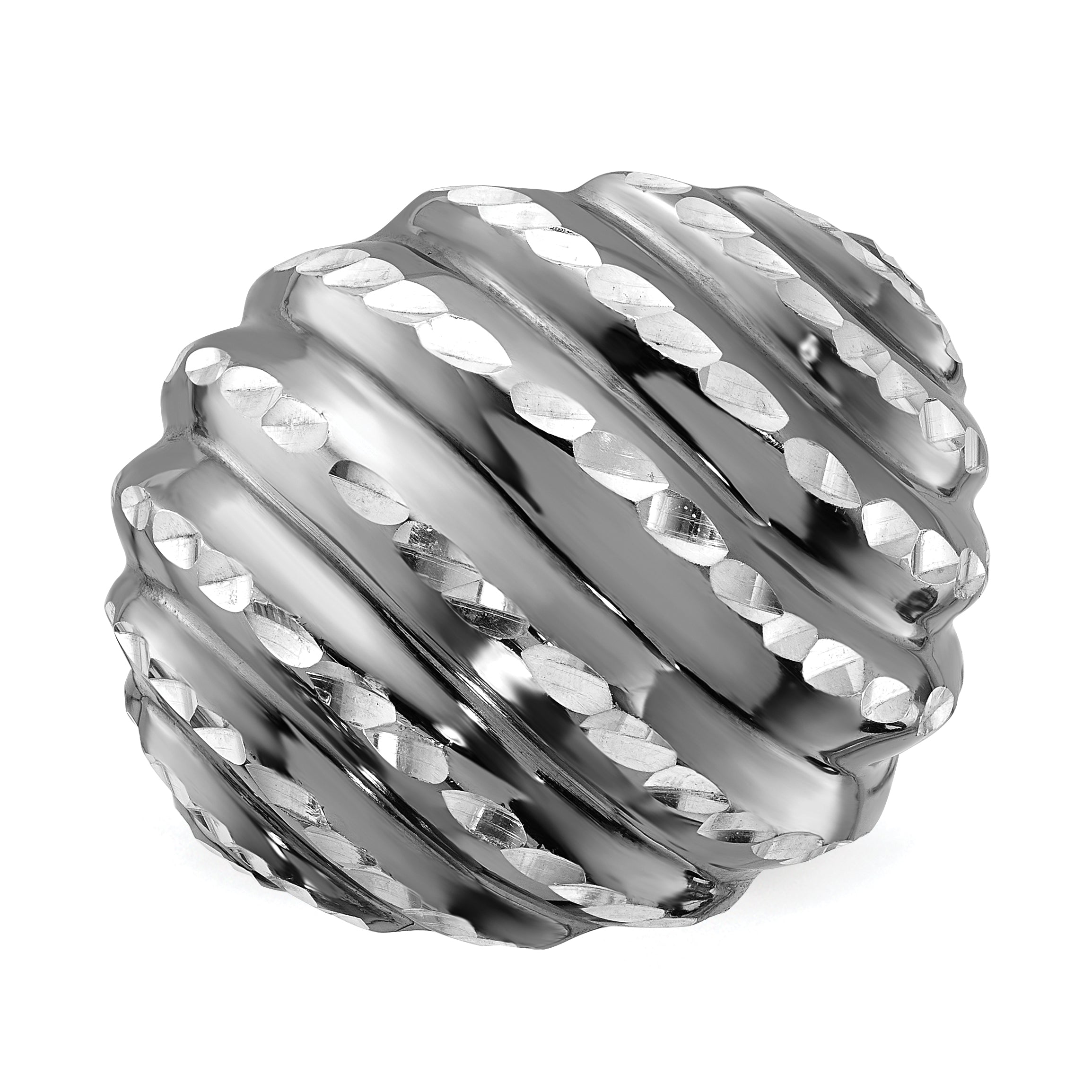 Sterling Silver Ruthenium-plated Diamond-cut Adjustable Ring