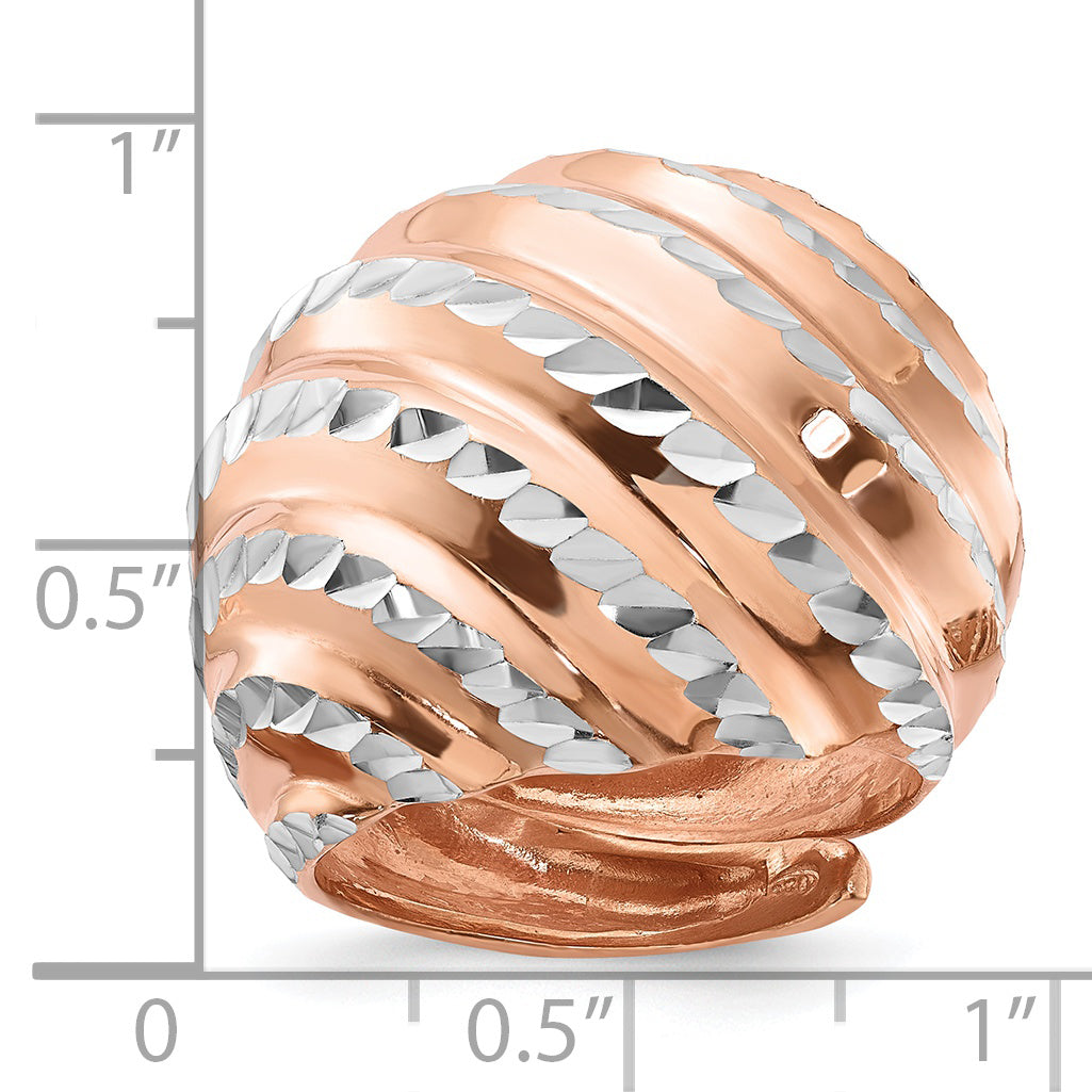 Sterling Silver Rose Gold-plated Diamond-cut Adjustable Ring