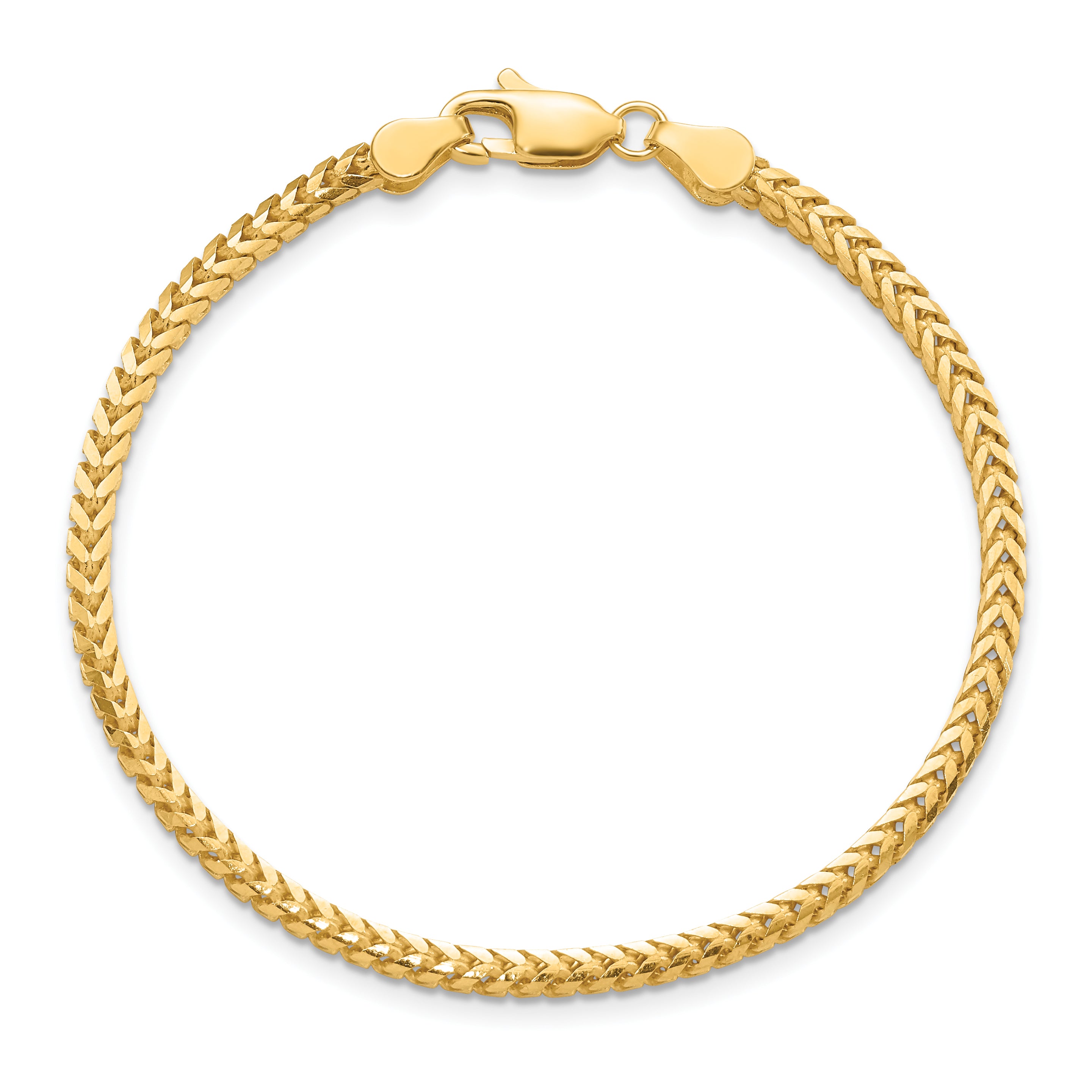 14K 7 inch 2.5mm Franco with Lobster Clasp Bracelet