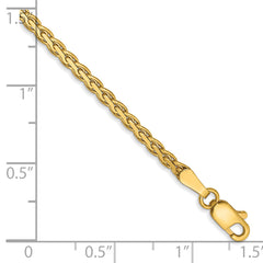 14K 7 inch 2.4mm Flat Wheat with Lobster Clasp Bracelet