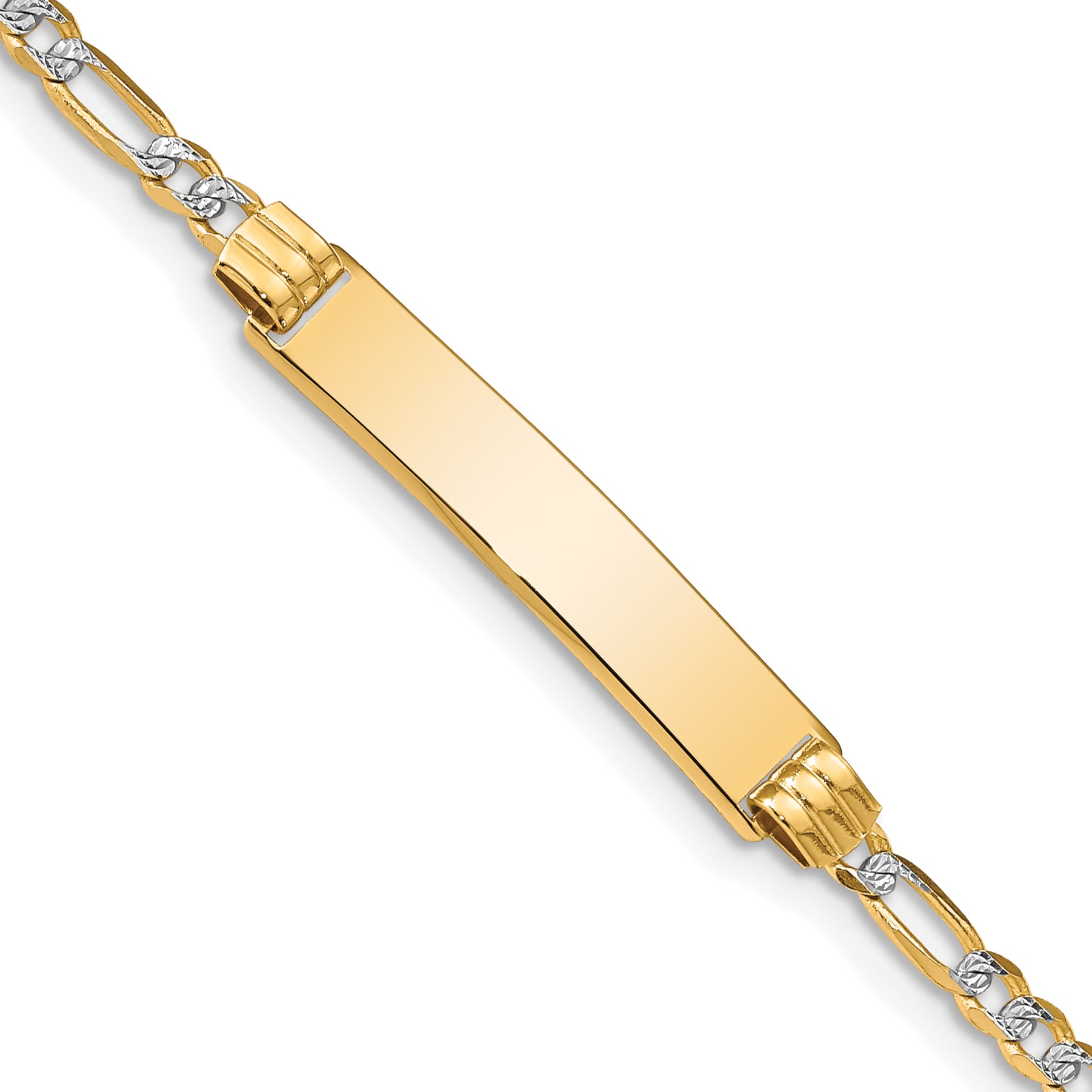 14k with Rhodium Pav‚ Figaro ID Bracelet