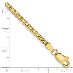 14K 7 inch 2.8mm Flat Wheat with Lobster Clasp Bracelet