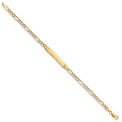 14k with Rhodium Pav‚ Figaro ID Bracelet