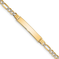 14k with Rhodium Pav‚ Figaro ID Bracelet