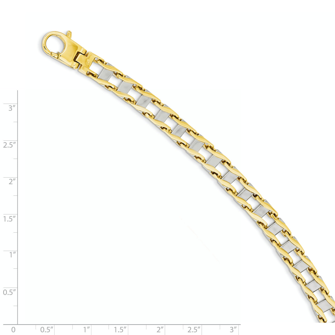 14k Two-tone 7.5mm Hand-polished Fancy Link Bracelet