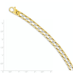 14k Two-tone 7.5mm Hand-polished Fancy Link Bracelet