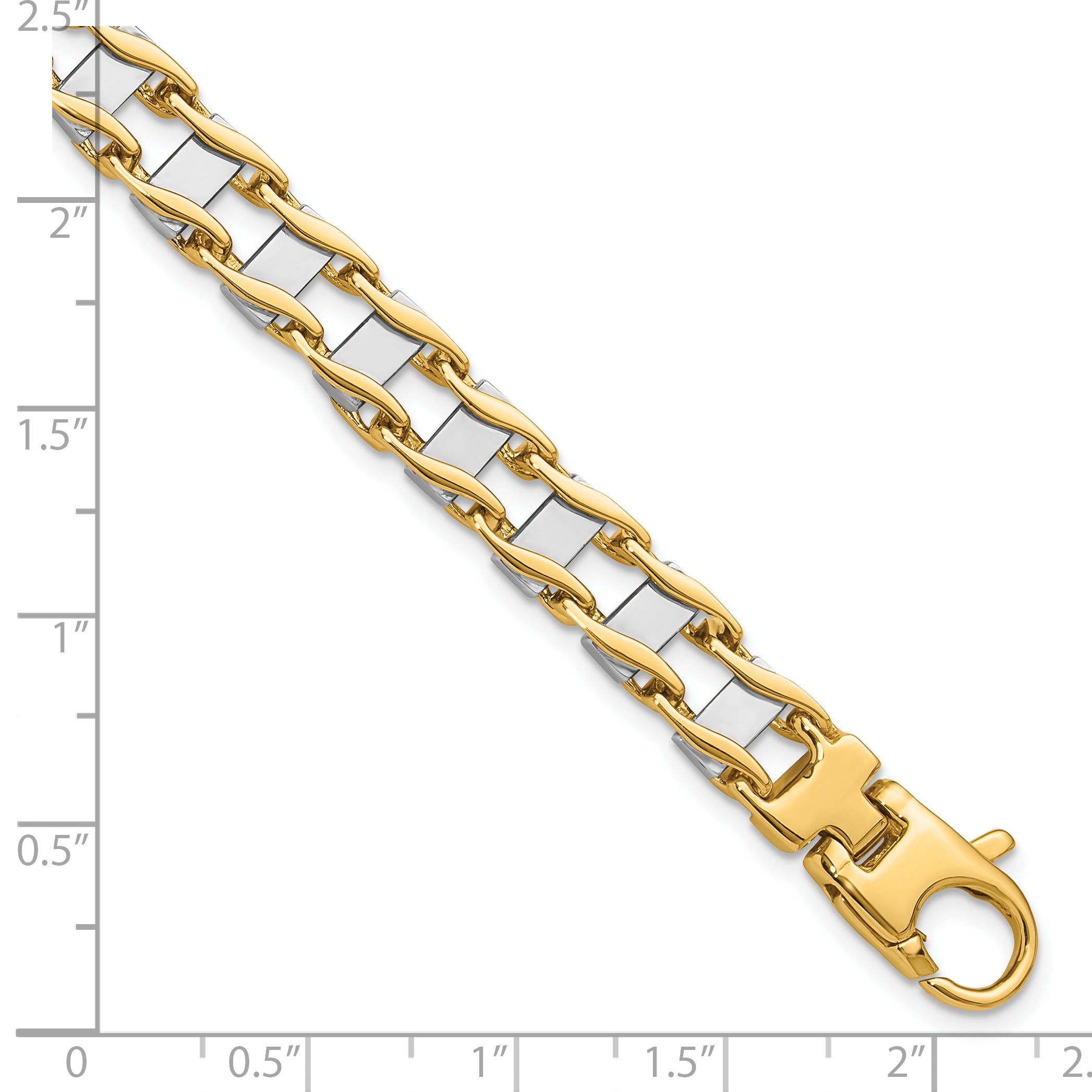 14k Two-tone 7.5mm Hand-polished Fancy Link Bracelet