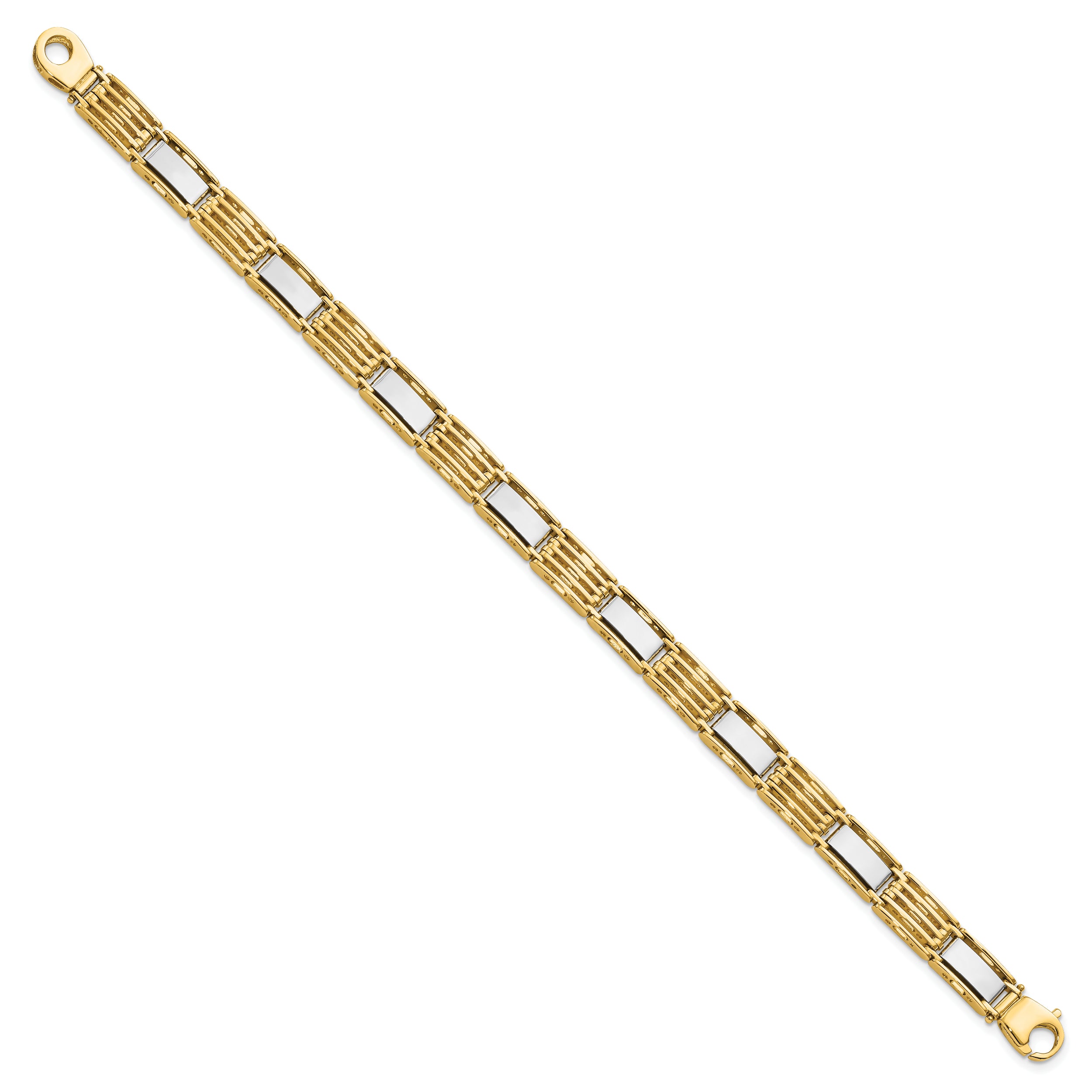 14k Two-tone High Polished 8.5in Mens Link Bracelet