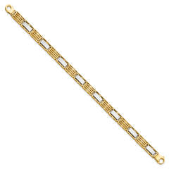 14k Two-tone High Polished 8.5in Mens Link Bracelet