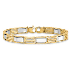 14k Two-tone High Polished 8.5in Mens Link Bracelet