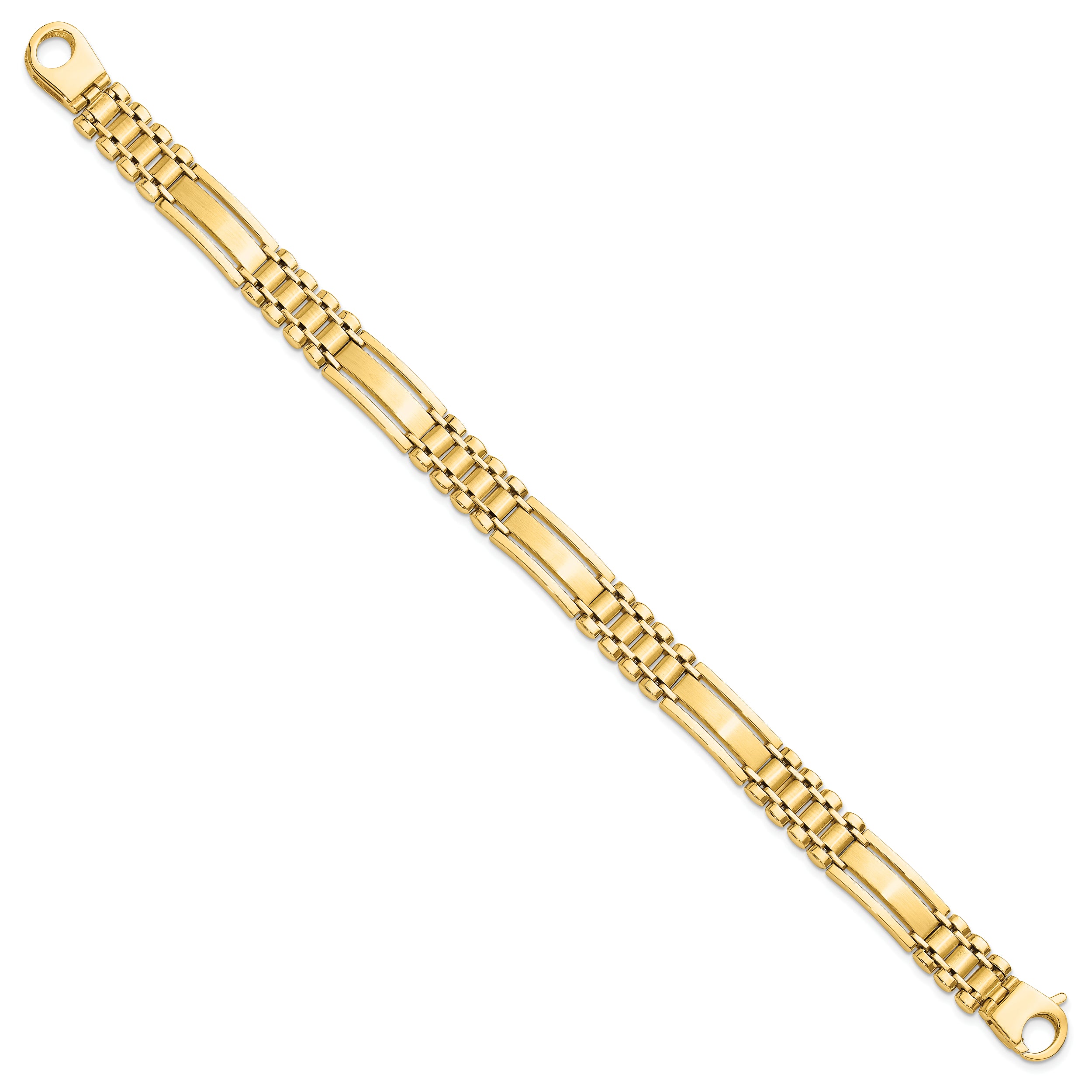 14k Polished and Satin 8.5in Mens Link Bracelet