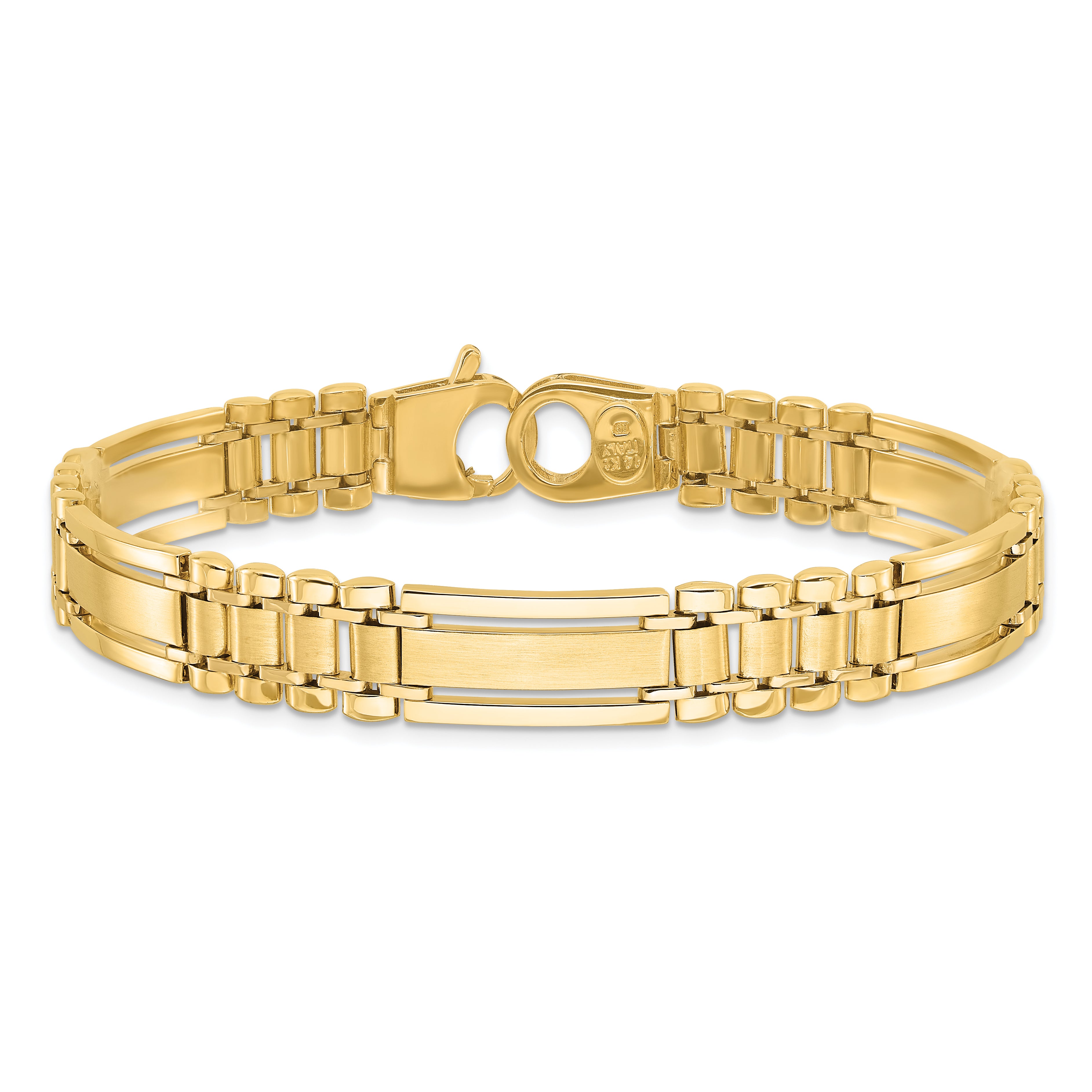 14k Polished and Satin 8.5in Mens Link Bracelet