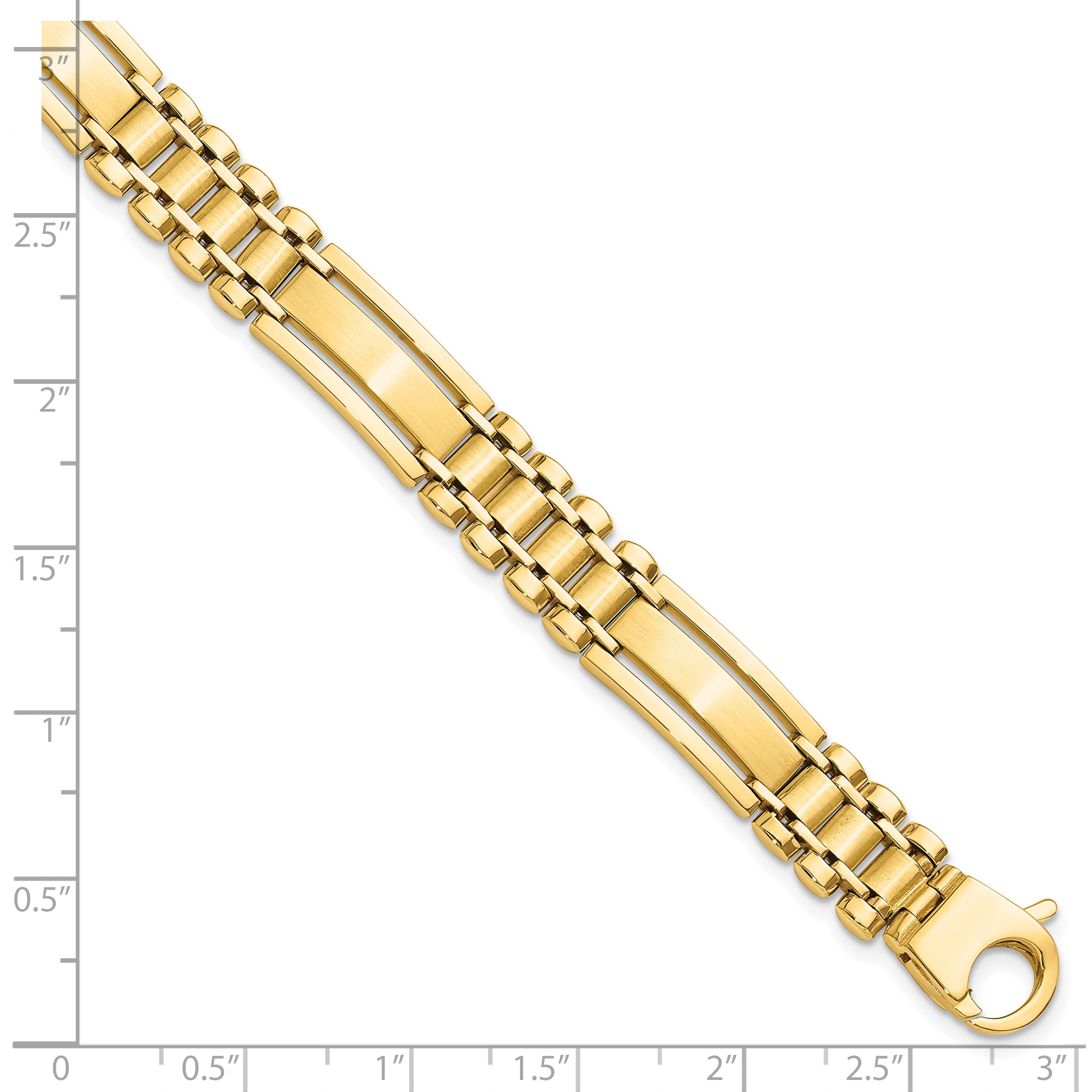 14k Polished and Satin 8.5in Mens Link Bracelet