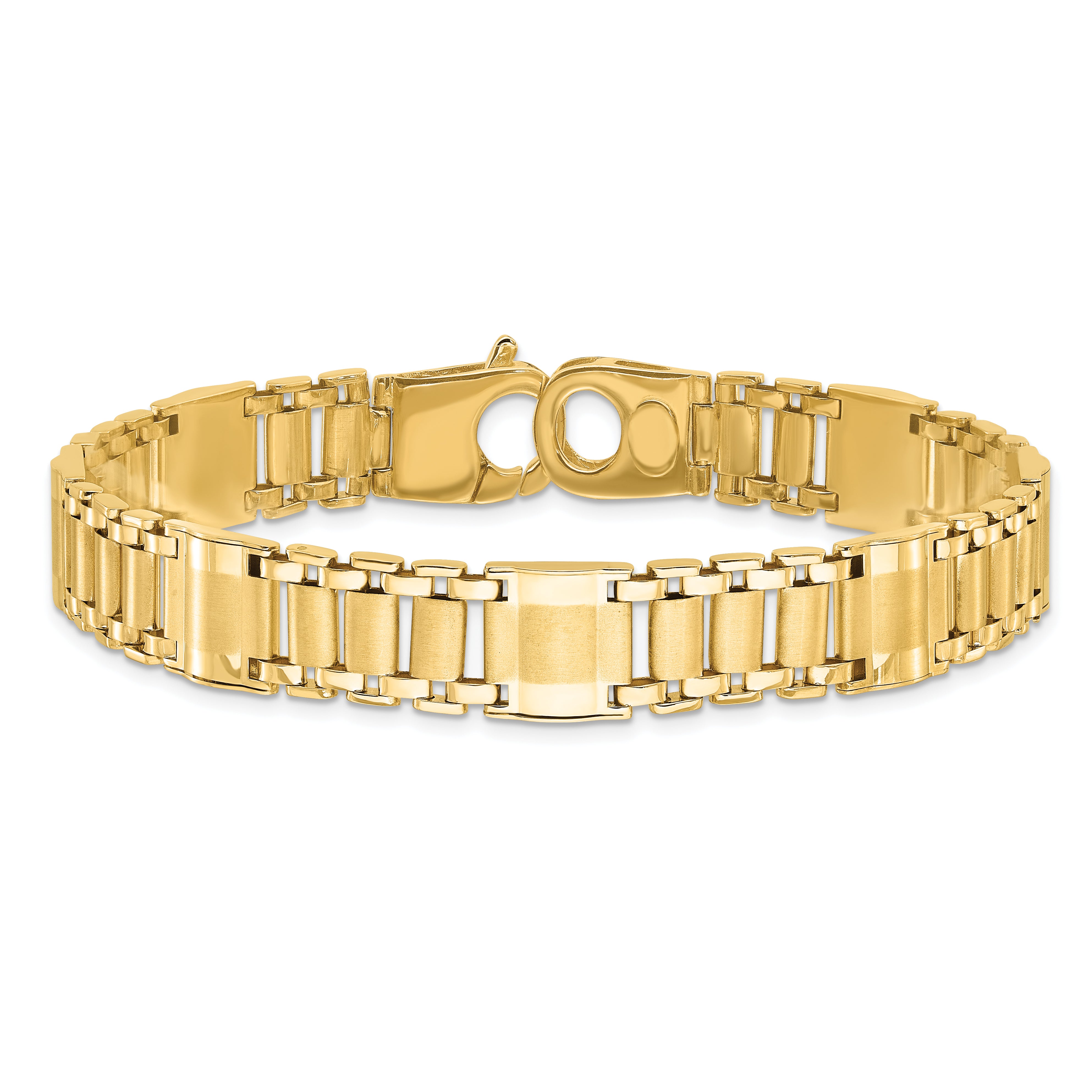 14k Satin & Polished Men's Link Bracelet