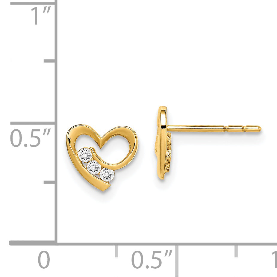 14k Madi K CZ Heart Post Earrings