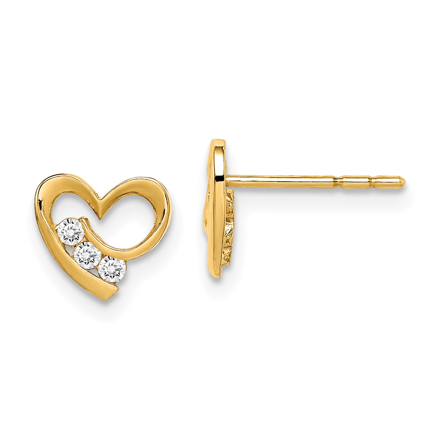 14k Madi K CZ Heart Post Earrings