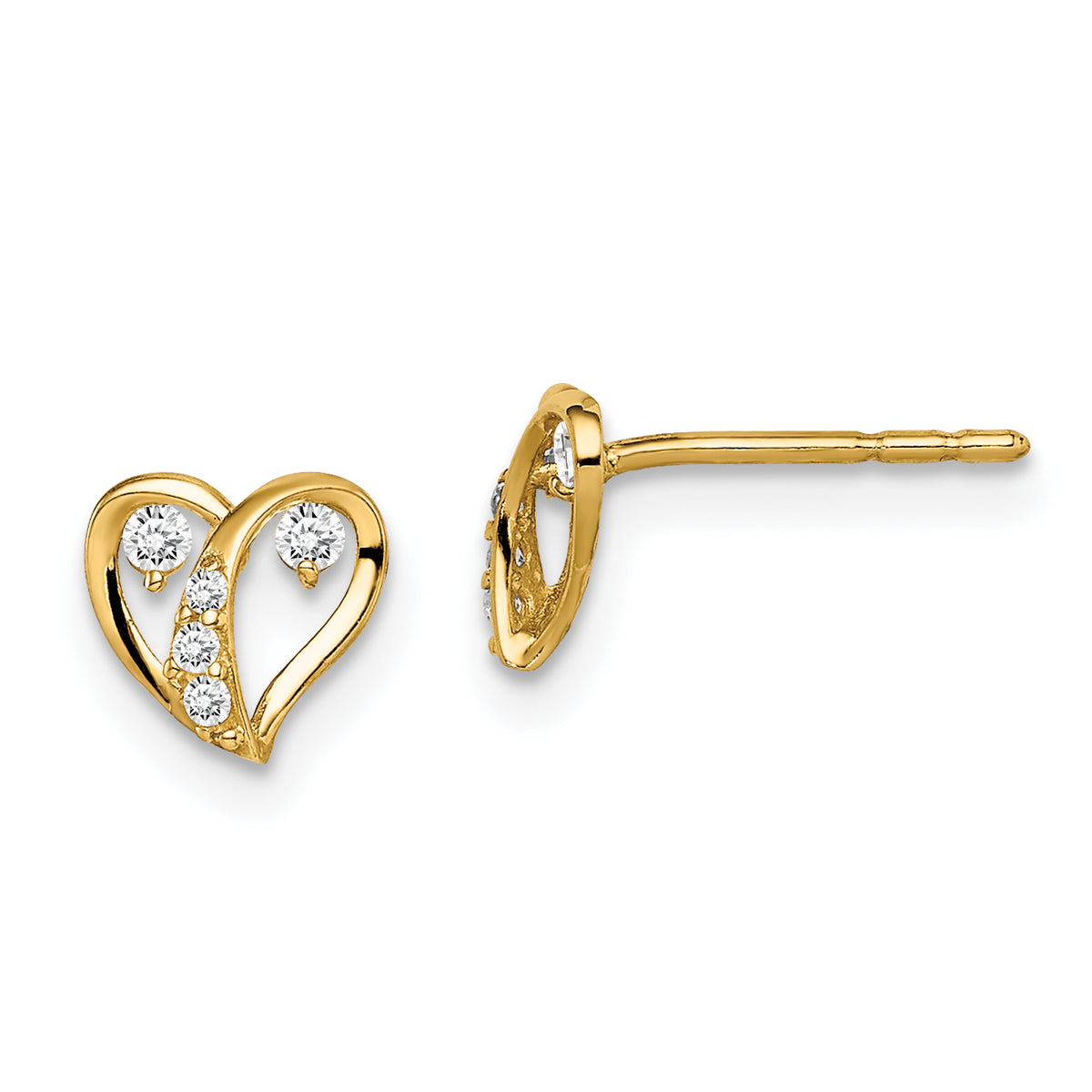 14k Madi K CZ Accent Open Heart Post Earrings