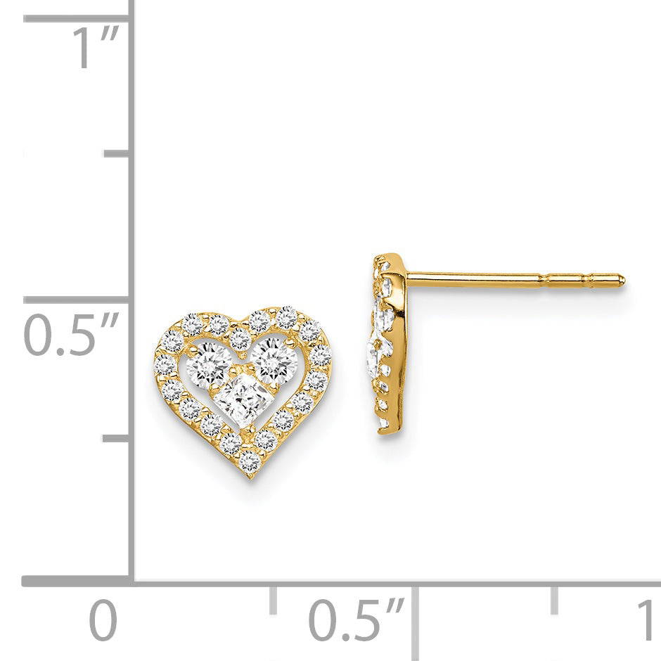 14k Madi K CZ Heart Post Earrings