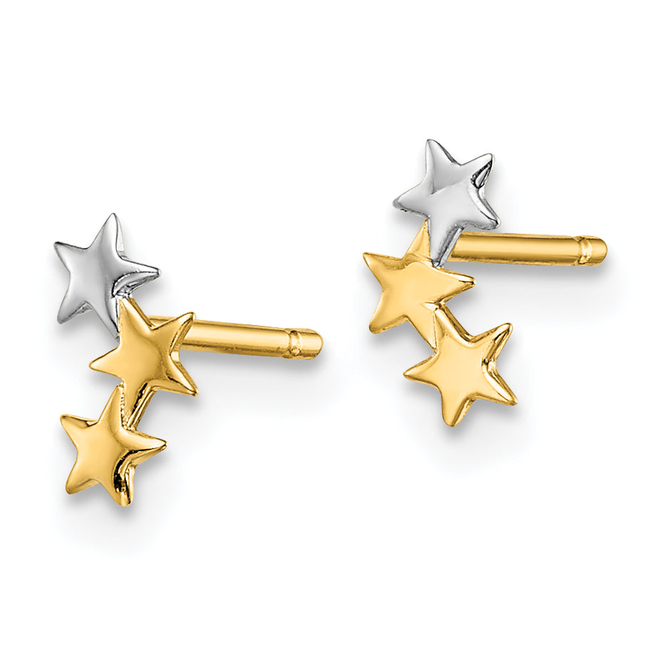 14k Madi K & White Rhodium 3-Star Post Earrings