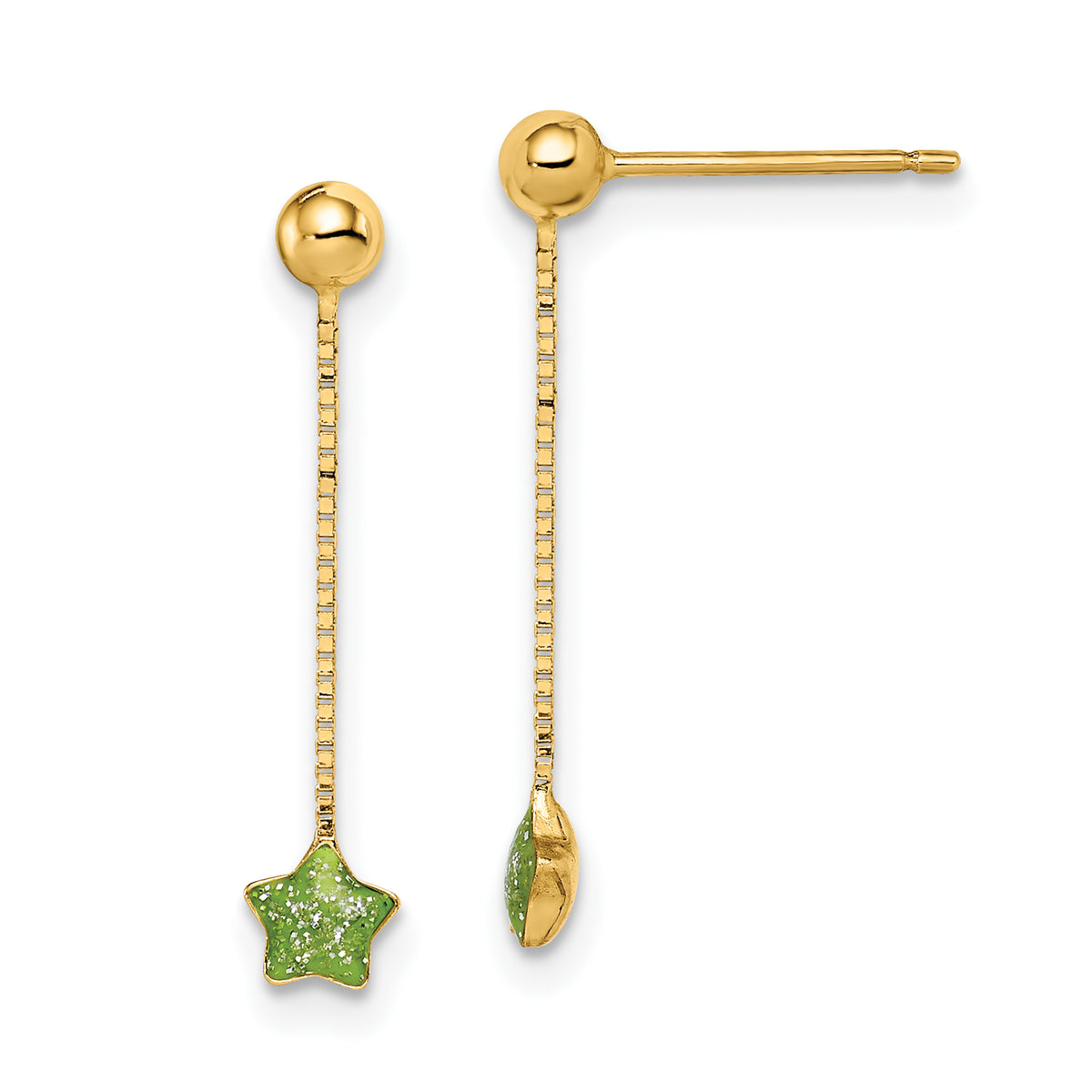 14k Madi K Enameled Star Chain Dangle Post Earrings