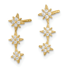 14k Madi K CZ Star Drop Bar Dangle Post Earrings