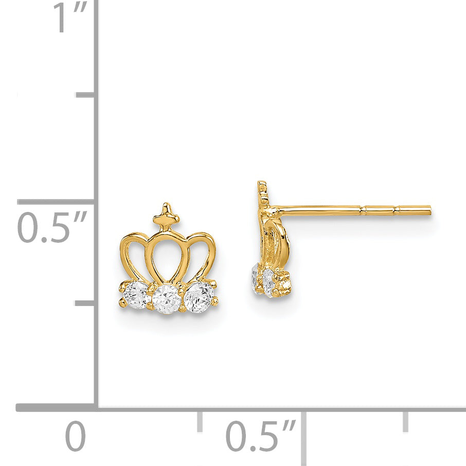 14k Madi K CZ Crown Post Earrings