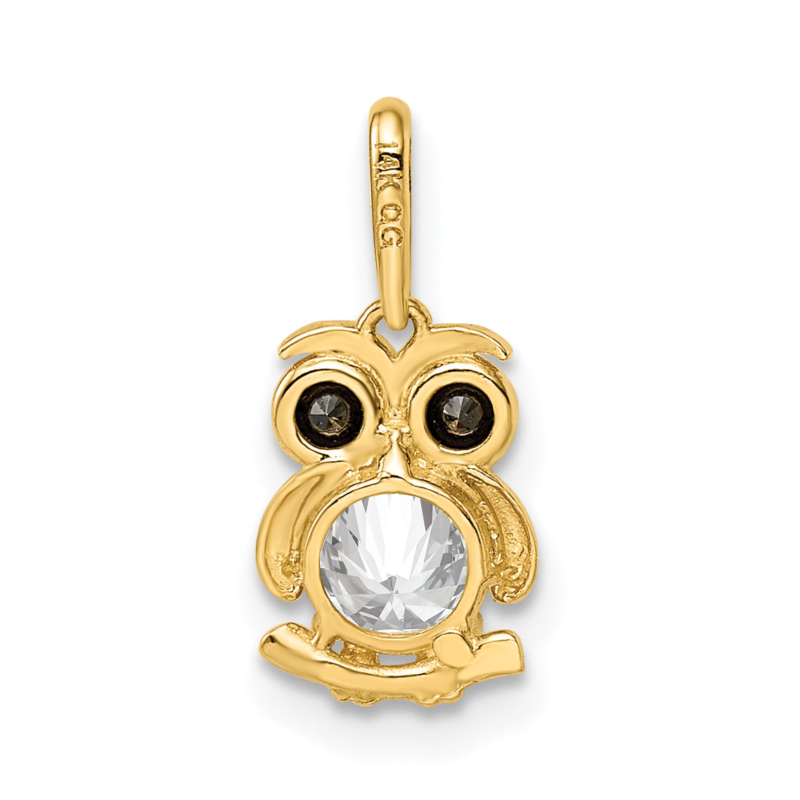 14k Madi K Black & White CZ Owl Pendant