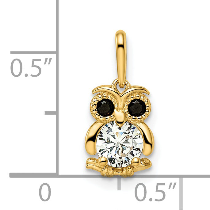 14k Madi K Black & White CZ Owl Pendant